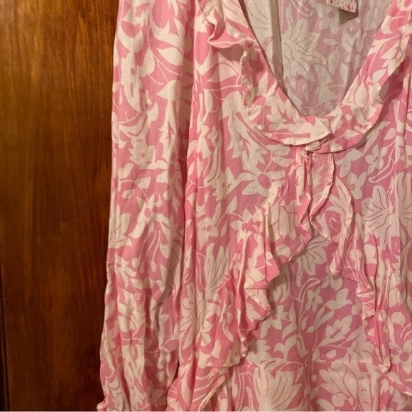 Free People Dress Rebecca Bubblegum Pink White Ruffle Long Sleeve Boho Small - Picture 3 of 10